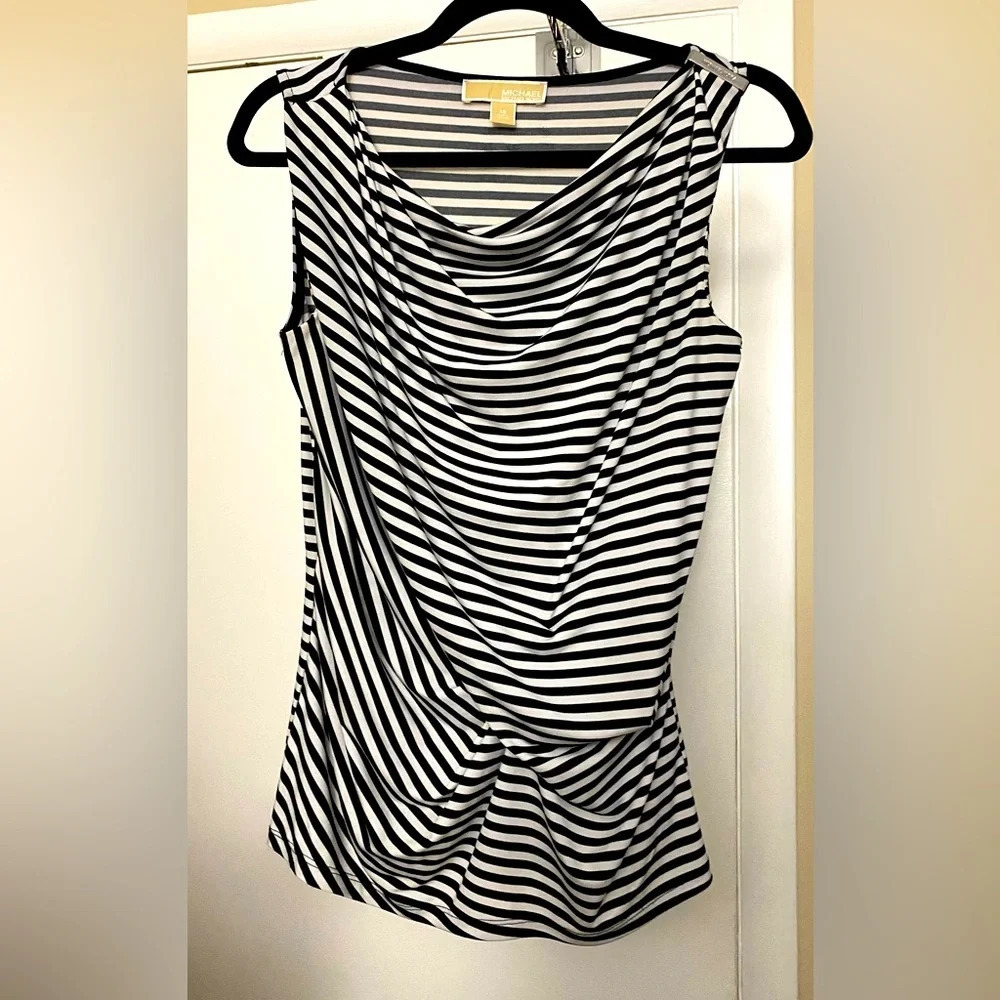 Michael Michael Kors Striped Cowl Neck Draped Sleeveless Top Size XS